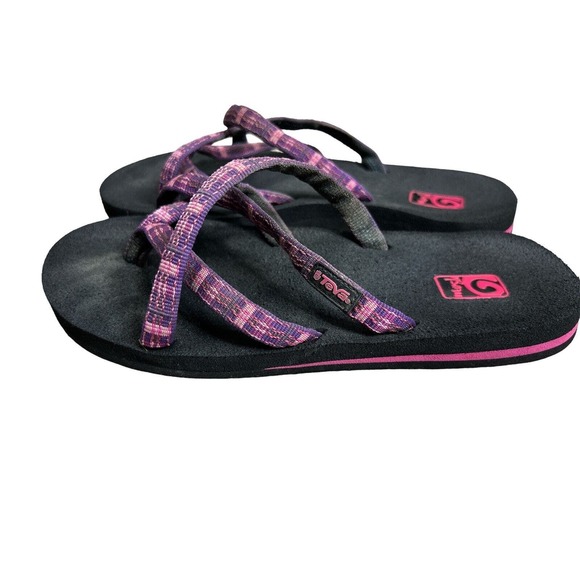 Teva Womens 6‎ Black & Pink Olowahu Mush Sandals Flip Flops SOLD - Picture 2 of 6